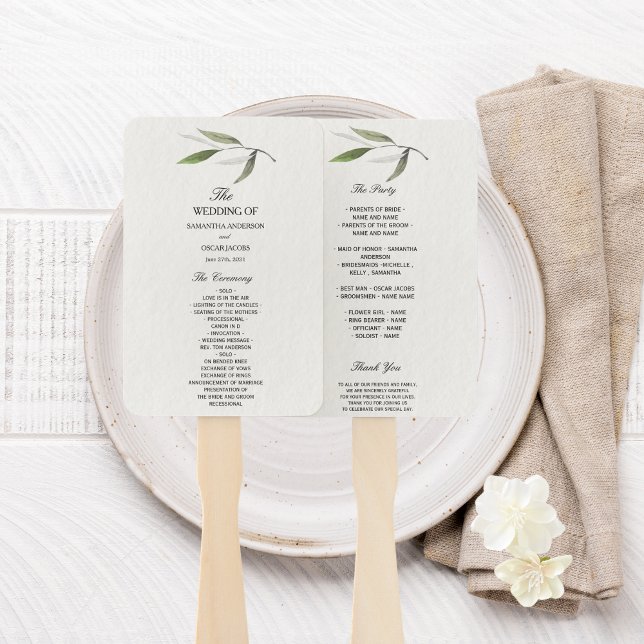 Modern Watercolor Green Olive Branch  Hand Fan (Creator Uploaded)