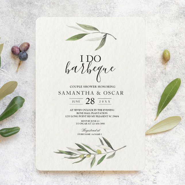 Modern Watercolor Green Olive Branch Invitation (Creator Uploaded)