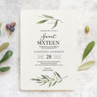 Modern Watercolor Green Olive Branch