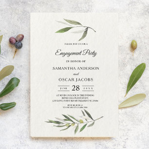 Modern Watercolor Green Olive Branch  Invitation