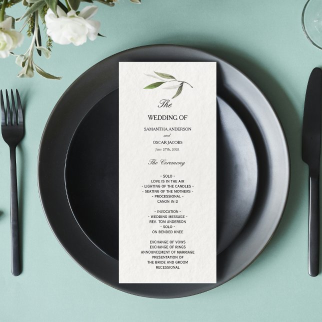Modern Watercolor Green Olive Branch Menu (Creator Uploaded)