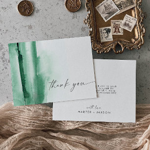 Modern Watercolor Green Thank You Card