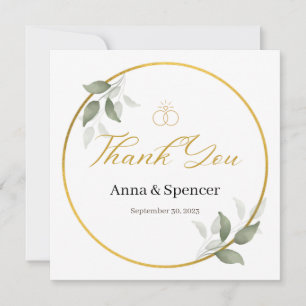 Modern Watercolor Green Thank You Wedding Favour  Invitation