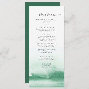 Modern Watercolor   Green Wedding Dinner Menu