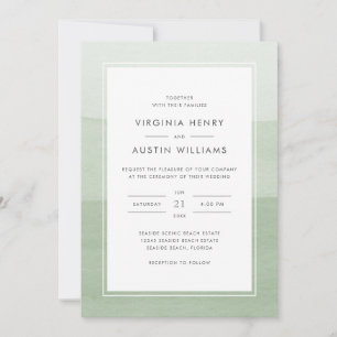 Modern Watercolor Green Wedding Invitation