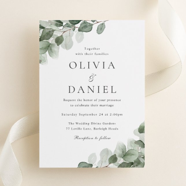 Modern Watercolor Greenery All Seasons Wedding Invitation (Creator Uploaded)