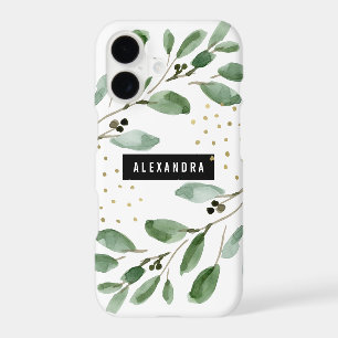 Modern Watercolor Greenery and Gold