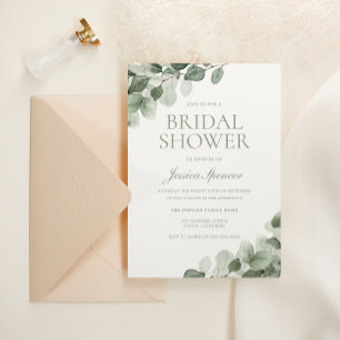 Modern Watercolor Greenery Bridal Shower Invitation