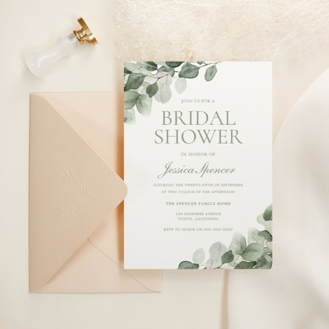 Modern Watercolor Greenery Bridal Shower Invitation (Creator Uploaded)