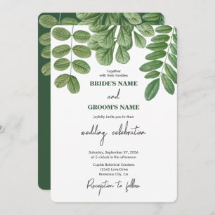 Modern Watercolor Greenery Emerald Green Wedding Invitation