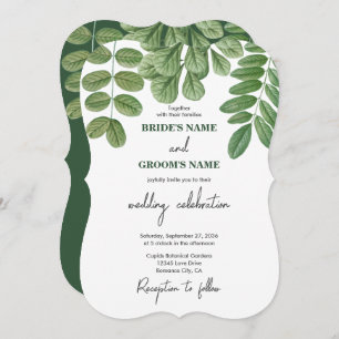 Modern Watercolor Greenery Emerald Green Wedding Invitation