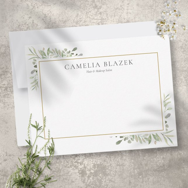 Modern Watercolor Greenery Professional Card (Modern Watercolor Greenery Professional Note Card)