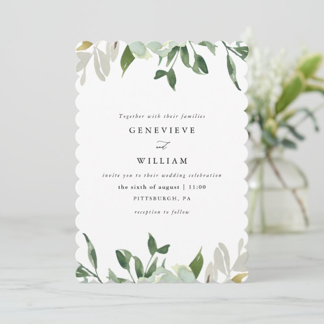 Modern Watercolor Greenery Wedding (Standing Front)