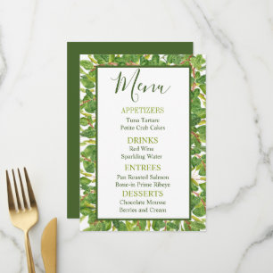 Modern Watercolor Greenery Wedding Menu