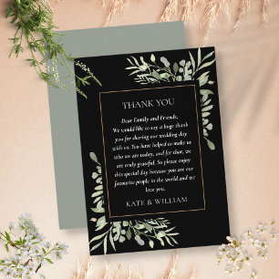 Modern Watercolor Greenery Wedding Thank You Place Card
