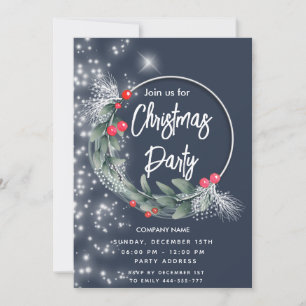 Modern watercolor greenery wreath corporate  invitation