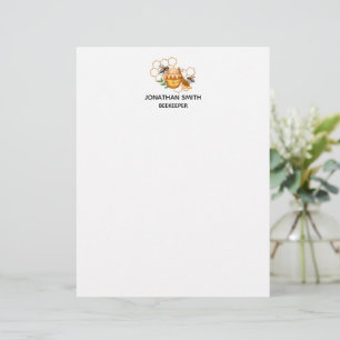 Modern Watercolor Honeycombs with bee Custom Letterhead