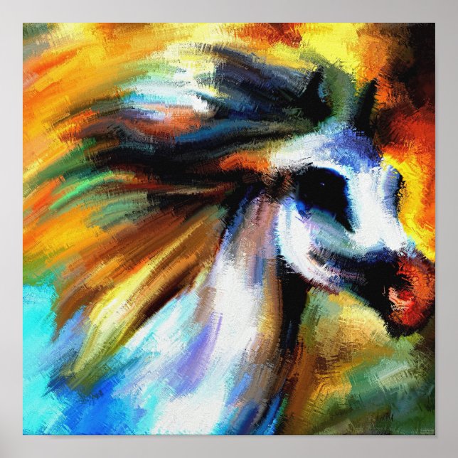 Modern Watercolor Horse Hand Painted Stallion  Poster (Front)