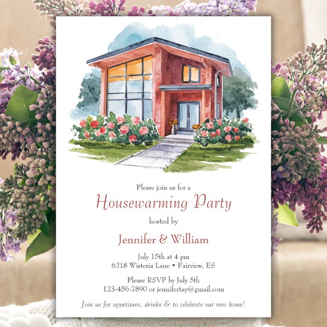 Modern Watercolor House Housewarming Party Invitation (Creator Uploaded)