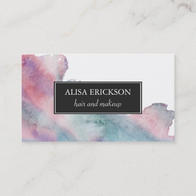 Modern Watercolor in Purple and Blue Business Card (Front)