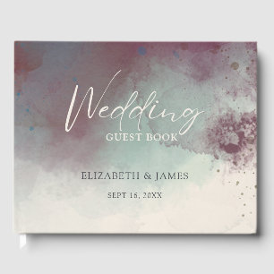 Modern Watercolor Jewel Tones Boho Wedding Guest Book