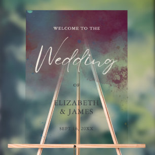 Modern Watercolor Jewel Tones Boho Wedding Welcome Acrylic Sign