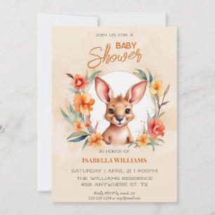Modern Watercolor Kangaroo Baby Shower Invitation