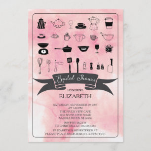 Modern Watercolor Kitchen Bridal Shower Invitation