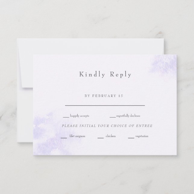 Modern Watercolor Lavender Splash Wedding RSVP Car (Front)