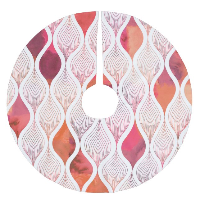 Modern watercolor leafs, seamless pattern. brushed polyester tree skirt (Front)