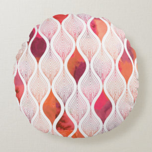 Modern watercolor leafs, seamless pattern. round cushion