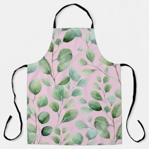 Modern Watercolor Leaves Pattern Apron