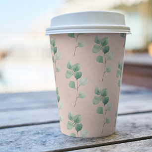 Modern Watercolor Leaves Pattern Paper Cups
