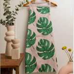 Modern Watercolor Leaves Pink & Green Pattern Apron<br><div class="desc">Modern Watercolor Leaves Pink & Green Pattern</div>