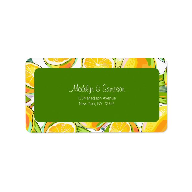 Modern Watercolor Lemon Garden yellow Label (Front)