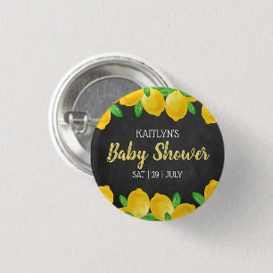 Modern Watercolor Lemon Tree Baby Shower 3 Cm Round Badge