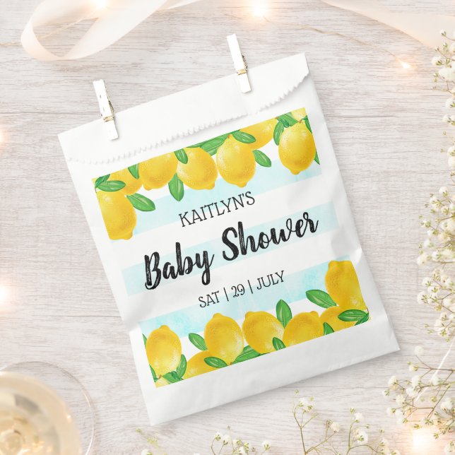 Modern Watercolor Lemon Tree Baby Shower Favour Bag (Clipped)