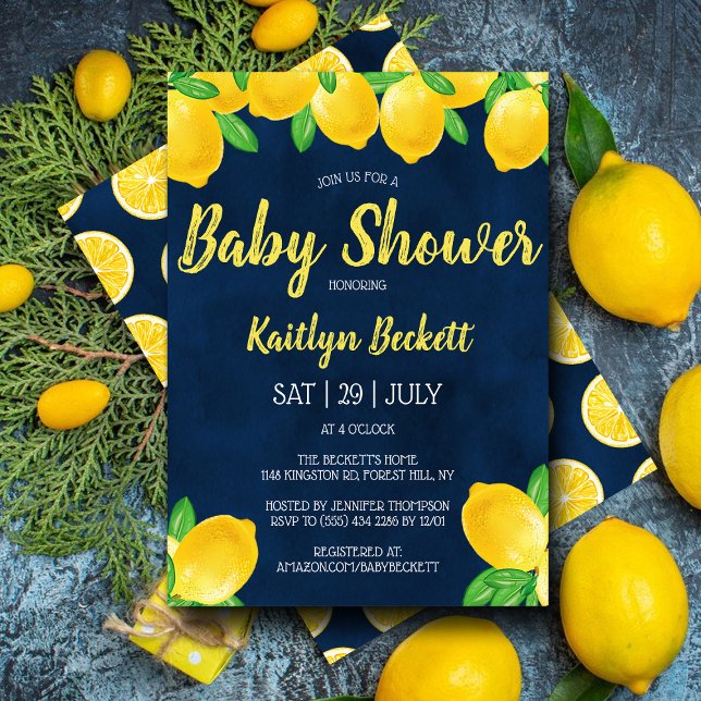 Modern Watercolor Lemon Tree Baby Shower Invitation (Creator Uploaded)
