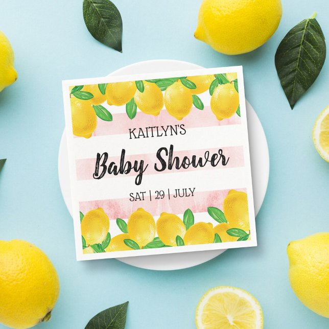Modern Watercolor Lemon Tree Baby Shower Napkin (Creator Uploaded)