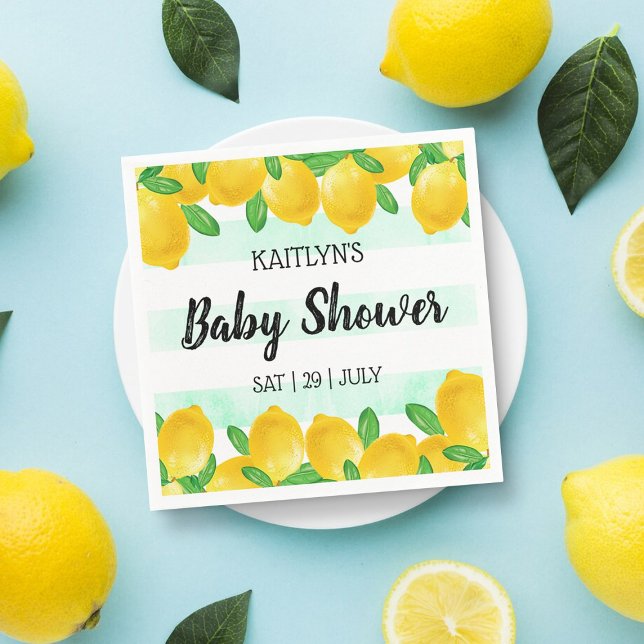 Modern Watercolor Lemon Tree Baby Shower Napkin (Creator Uploaded)