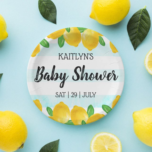 Modern Watercolor Lemon Tree Baby Shower Paper Plate (Creator Uploaded)