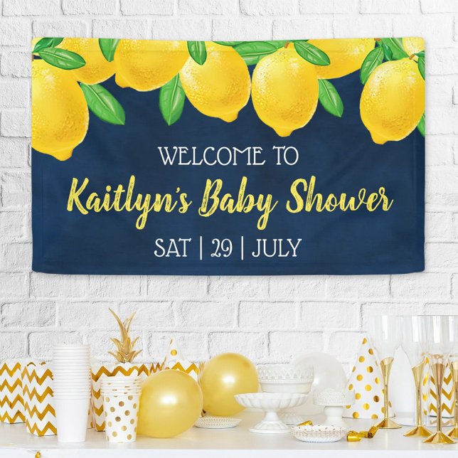 Modern Watercolor Lemon Tree Baby Shower Welcome Banner (Creator Uploaded)