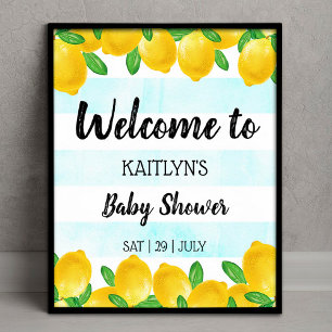 Modern Watercolor Lemon Tree Baby Shower Welcome Poster
