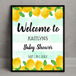 Modern Watercolor Lemon Tree Baby Shower Welcome Poster