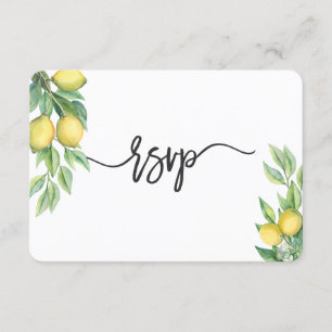 Modern Watercolor Lemon Tropical Wedding RSVP