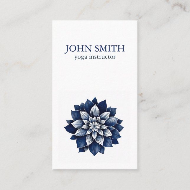 Modern Watercolor Lotus Flower Logo Yoga Business Card (Front)