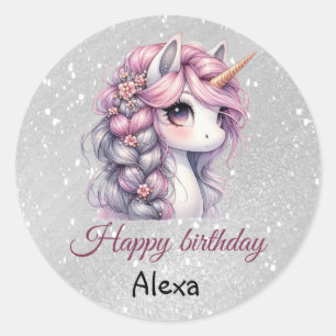 Modern watercolor magical baby unicorn classic round sticker