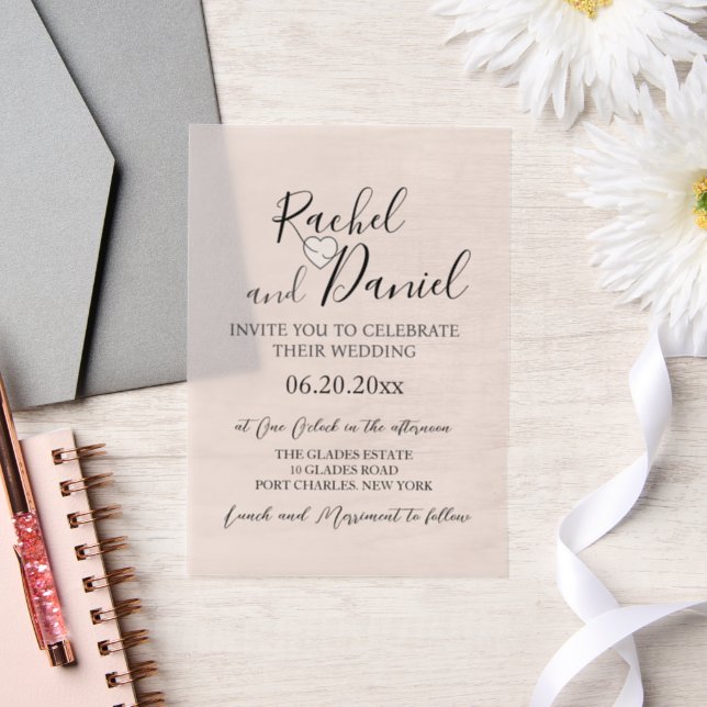 Modern Watercolor Magnolia Wedding  Vellum Invitations (Wedding)