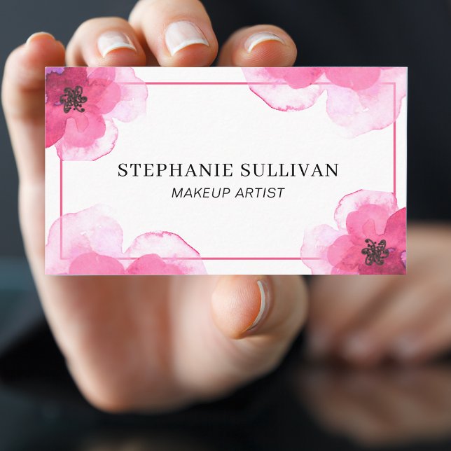 Modern Watercolor Makeup Artist Business Card (Creator Uploaded)