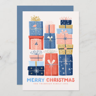 Modern Watercolor Merry Christmas Minimal  Holiday Card